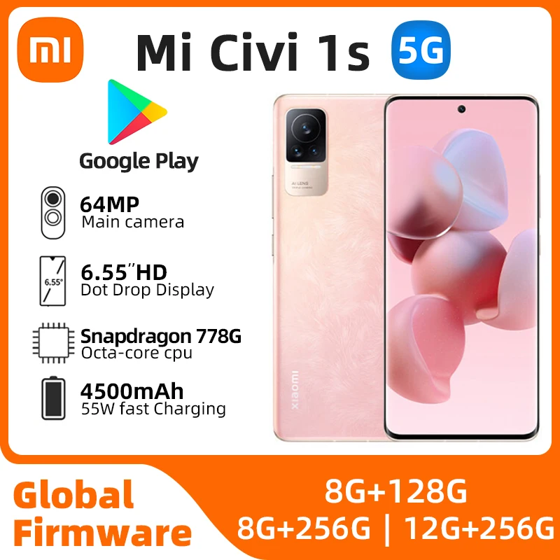 Xiaomi CIVI 1S Android 5G Unlocked 6.55 inch 8GB RAM 256GB ROM All Colours in Good Condition Original used phone