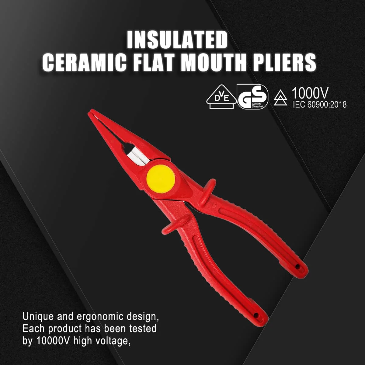 SFREYA S619B Plastic ceramic blade flat-nose plier VDE 1000V high insulation resistance, non-slip handle for Electrician