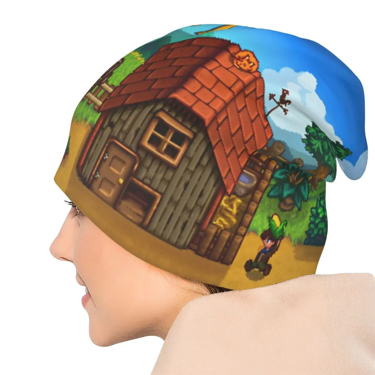 Stardew Valley Skullies قبعة صغيرة الزراعة RPG لعبة الصيف الرجال النساء في الهواء الطلق قبعة دافئة ذات الاستخدام المزدوج بونيه قبعة #5