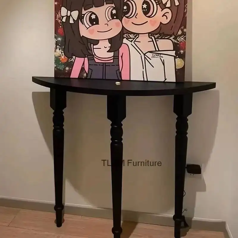 Living Wood Console Table Semi-round Display Stand French Room Furniture Corridor Decorative Luxury Entryway Tables Solid S