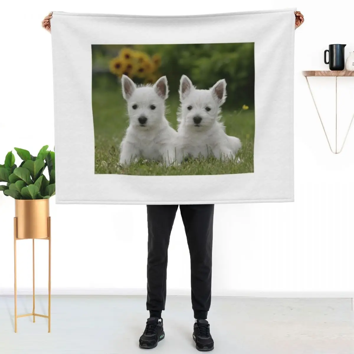 West Highland Terrier Westie Puppies Throw Blanket Picnic Flannels Sofa Camping Vintage Soft Big Blankets
