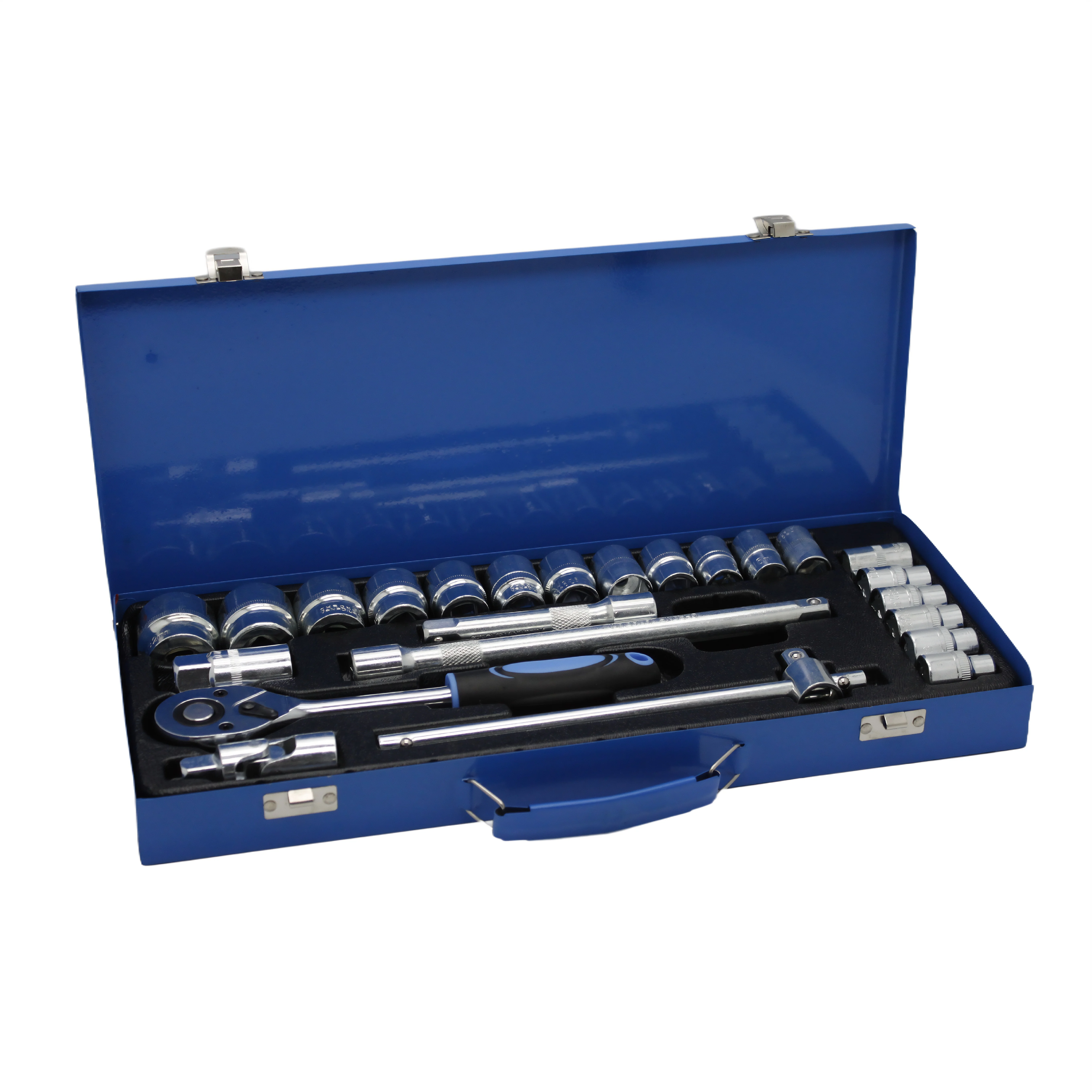 24 Piece Socket Tool Set Bits Ratchet Handle Extension Bar Customized Logo Carbon Steel Heat Treatment 35K Mirror Surface
