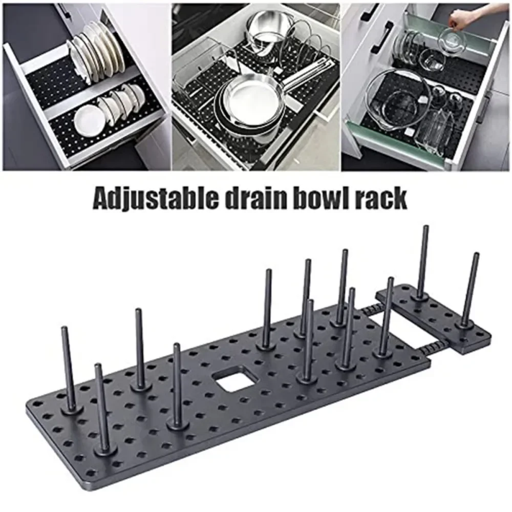 

Telescopic Dish Plate Drying Rack Bowl Pot Lid Storage Holder Adjustable Kitchen Organizer Drawer Separated Dish Drying Rack