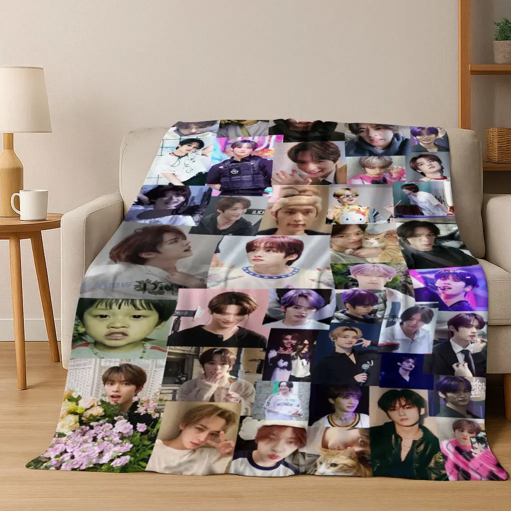 3D-Druck Streunende Kinder Kpop Star Lee Know Flanelldecke Weiche warme Decke für Schlafzimmer Wohnzimmer Bett Reisen Camping Picknick Geschenk
