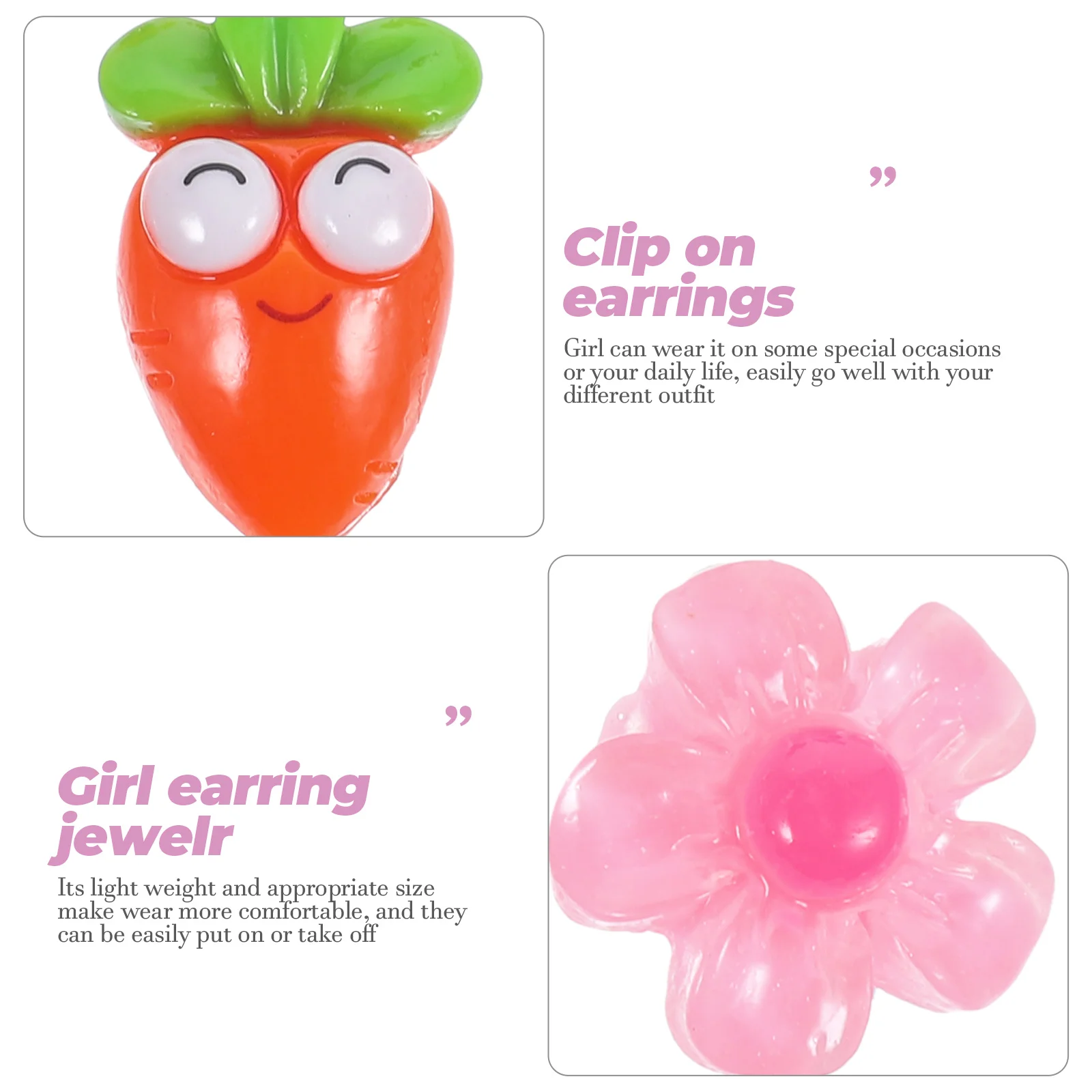 クリップオン女の子子供軽量お祝い装飾漫画イヤリングプレイイヤリング耳クリップ素敵な耳フープ誕生日