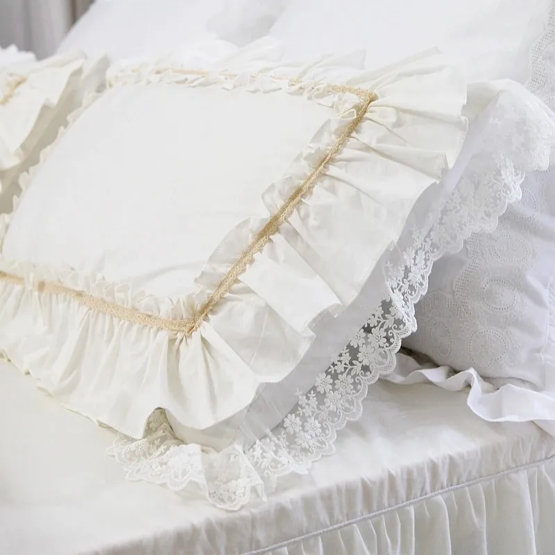 1 piece beige ruffle lace pillow case linen pillow covers decorative princess elegant pillowcase pillowcases youtube home decor