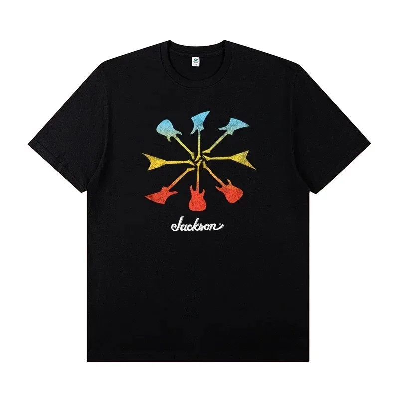 JACKSON SHARKROT Jackson Guitarra eléctrica con camiseta de manga corta Traje de banda de rock Camiseta casual para hombres y mujeres