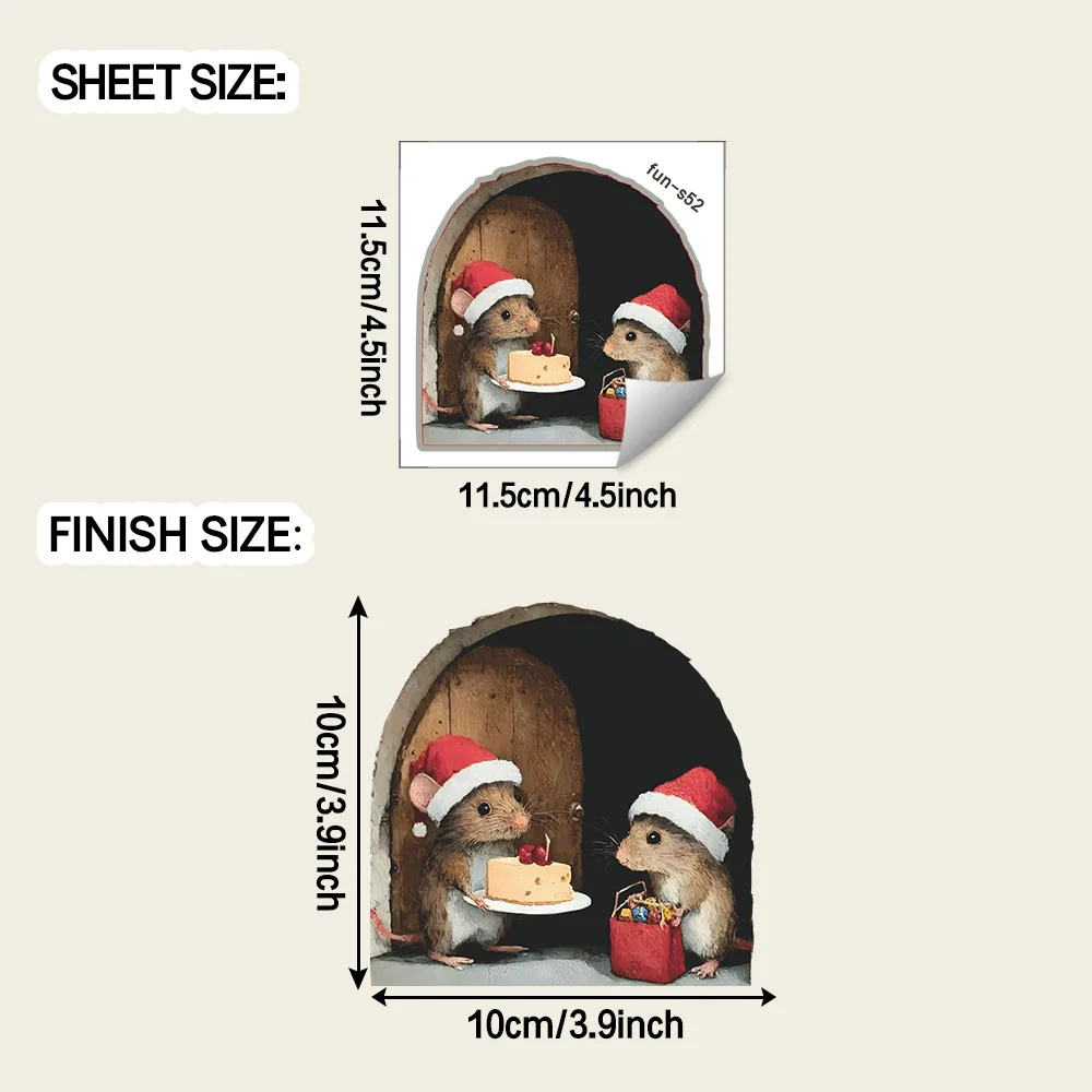 لطيف عيد الميلاد ماوس صغير ملصقات جدار عيد الميلاد الديكور للمنزل نويل نافيداد عيد ميلاد سعيد زينة 2025 سنة جديدة سعيدة 2026