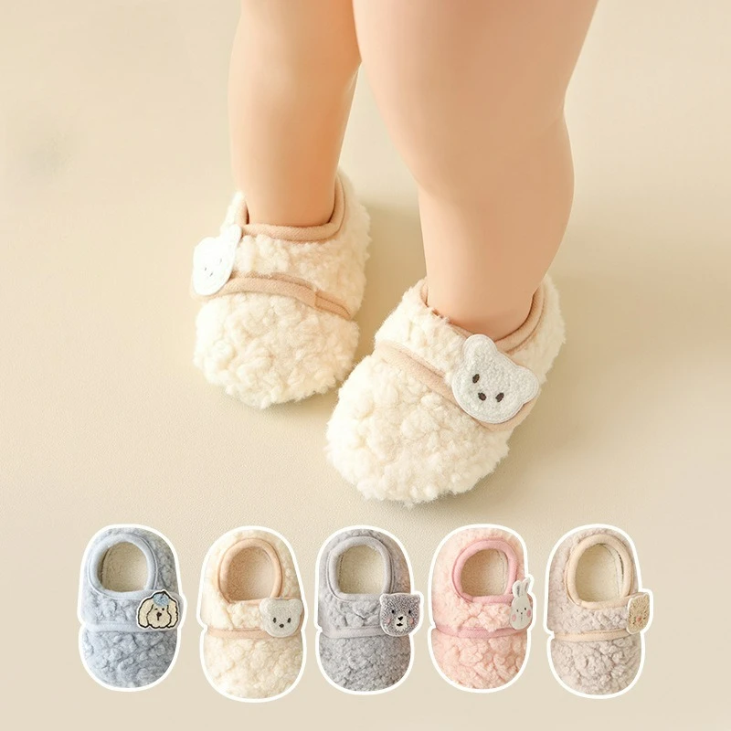 

Autumn and Winter Toddler Shoes Thickened Warm Non-slip Soft-soled Floor Shoes 2026 New Velcro Cartoon Shoes