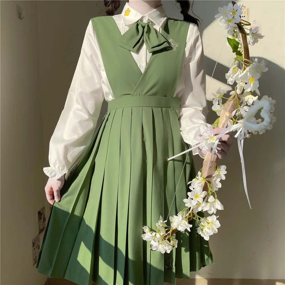 Langes plissiertes Kleid des japanischen Mädchens Sommer High School Klasse Uniform Sommerkleid Seemann Schürze koreanische Studenten Tücher jk seifuku