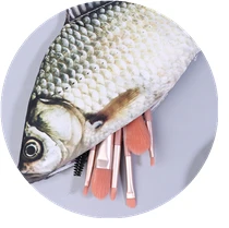 【BBS】Crucian Carp Pen Bag Realistic Fish Shape Make-up Pouch Pen Pencil Case With Zipper Back To School Pencil Pouch Pencil Bag