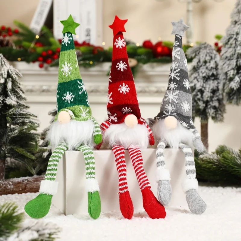 1PC 2024 Cross-Border New Showcase With Illuminated Santa Claus Figurine Rudolf Faceless Doll Gnome Goblin Christmas Decorations