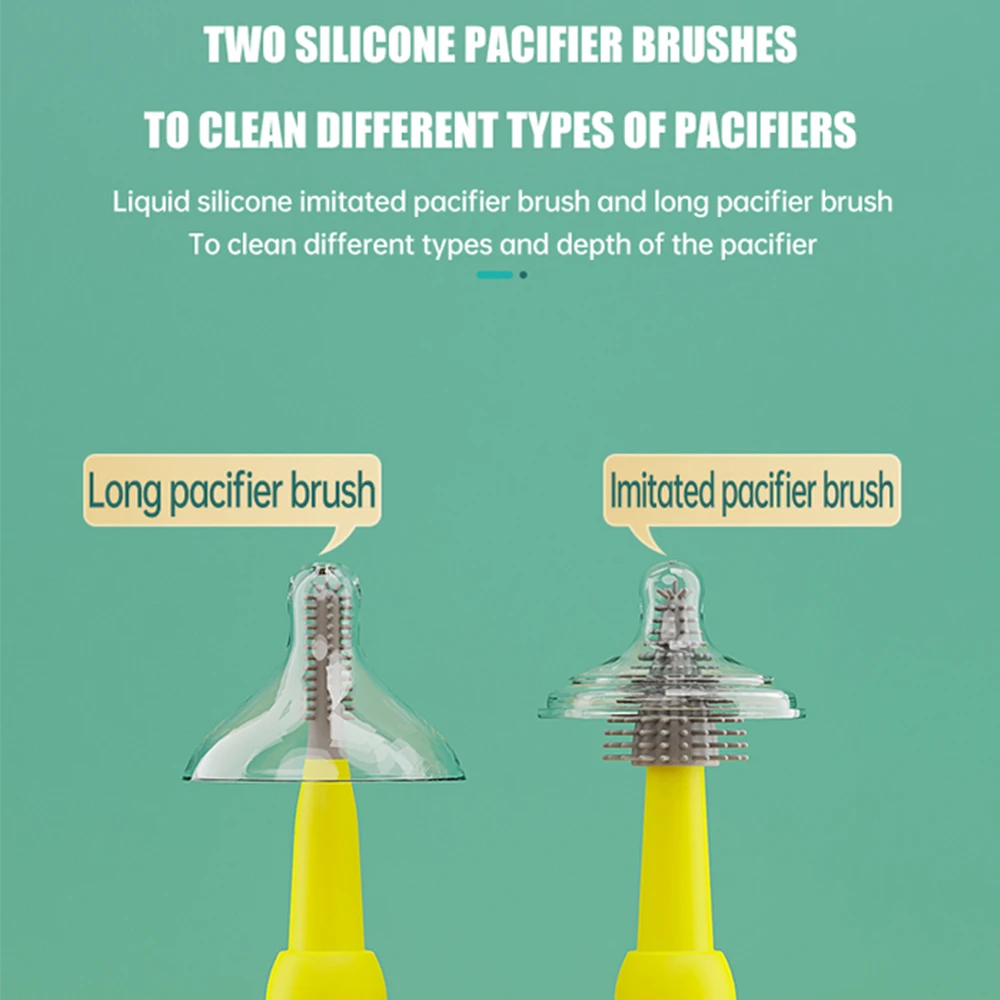 Electric 360 Degree Rotation 6 in 1 Silicone Baby Bottle Pacifier Brush Wash Water Cup Container Straw Cleaning Brush Set