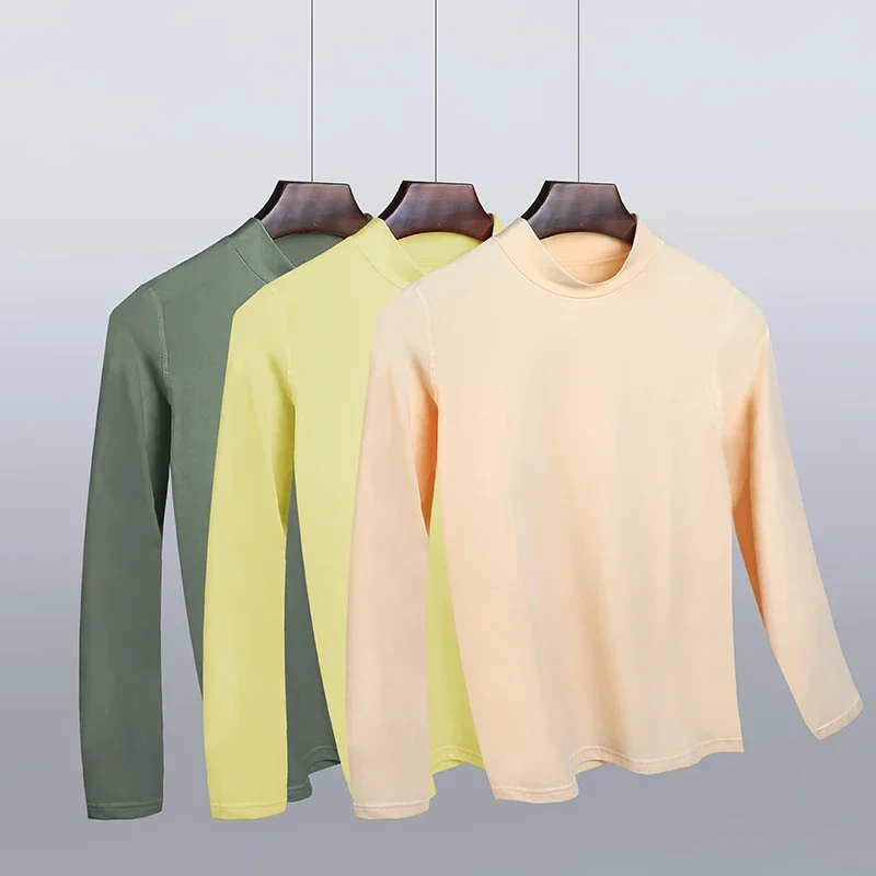 

4PC Children's thermal underwear, large children's cotton sweaters, boys' and girls' baby base shirts, top shirts, semi-high-nec