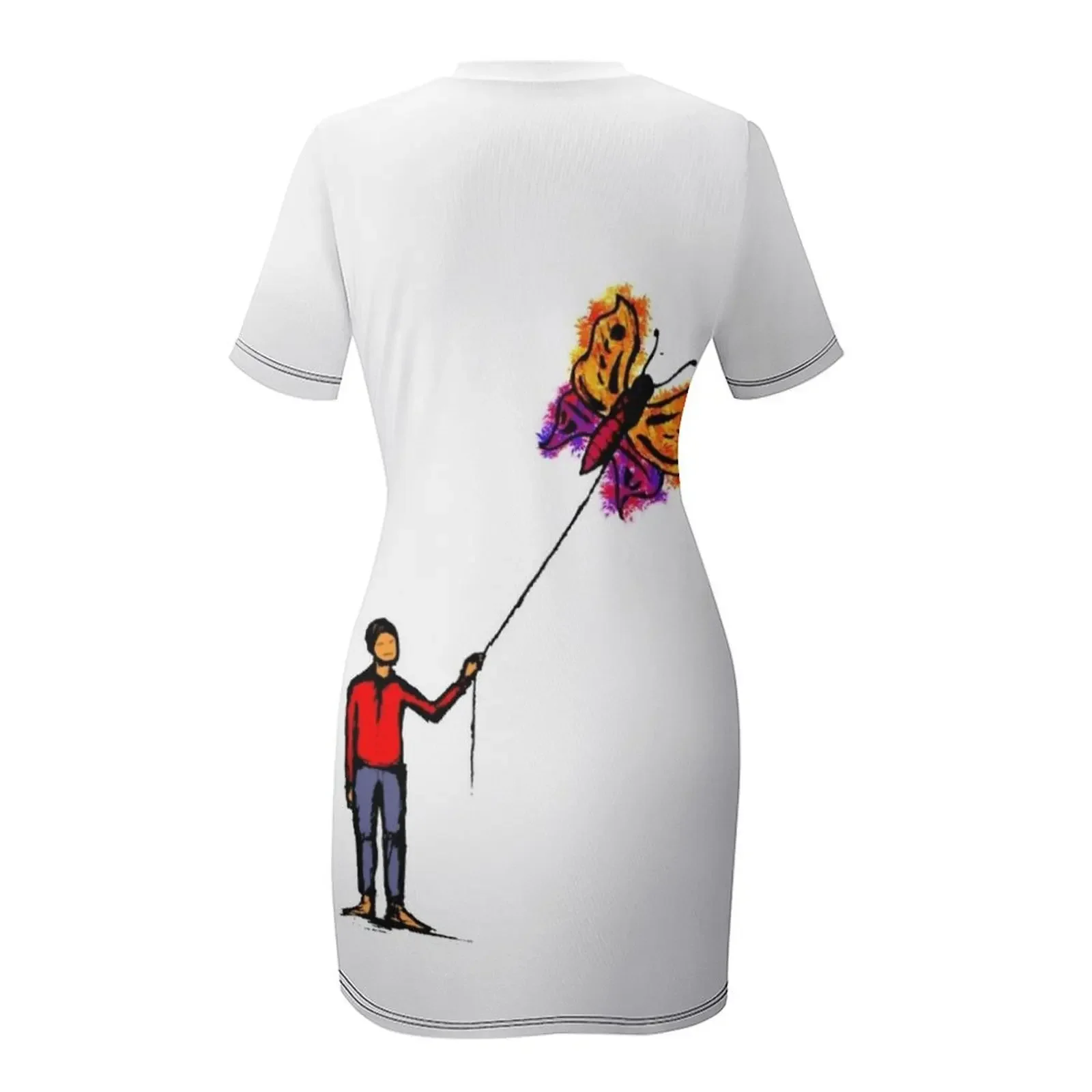 เดรสแขนสั้นลายผีเสื้อหรูหราสำหรับผู้หญิง งานปาร์ตี้ งานราตรี งานพรอม ชุดเพื่อนเจ้าสาว