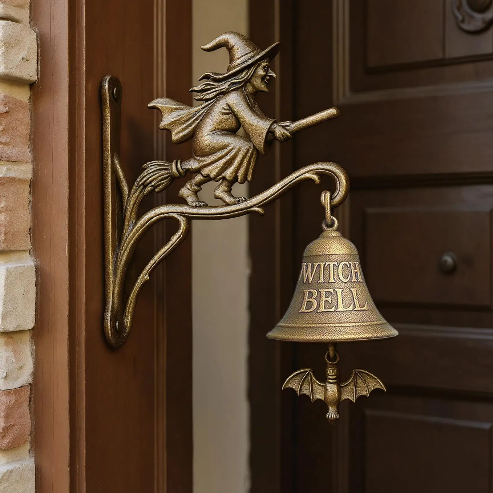 Halloween Witch Doorbell Gothic Witch Decor Hangable Garden Decor Outside Doorbell for Cottage Porch Entrance Shop Hallway