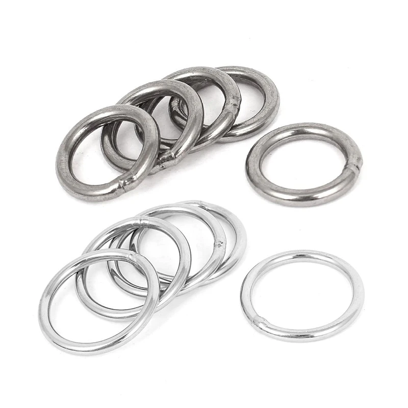 10Pcs Stainless Steel Webbing Strapping Welded O Rings - 5 Pcs 30Mm X 3Mm & 5 Pcs 20Mm X 3Mm