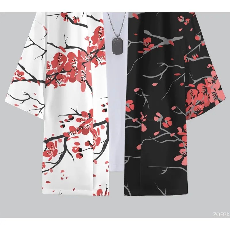 أزياء الصيف اليومية الكبار الأطفال 3D الطباعة البرقوق نمط سترة كيمونو عارضة فضفاضة مريحة سترة أعلى