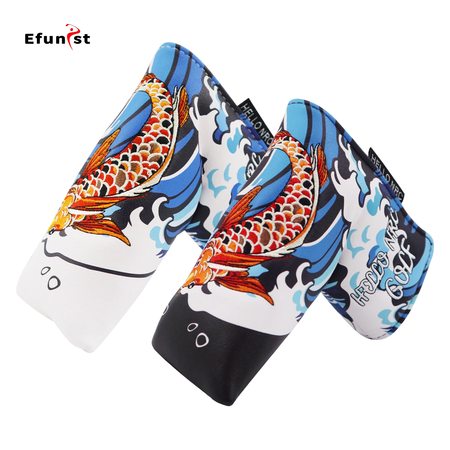 Description Picture 2 of itemGolf Putter Head Covers PU Leather Magnetic Closure For Blade Club Protect Cover Koi Styles Golf Training Accessories Supplies