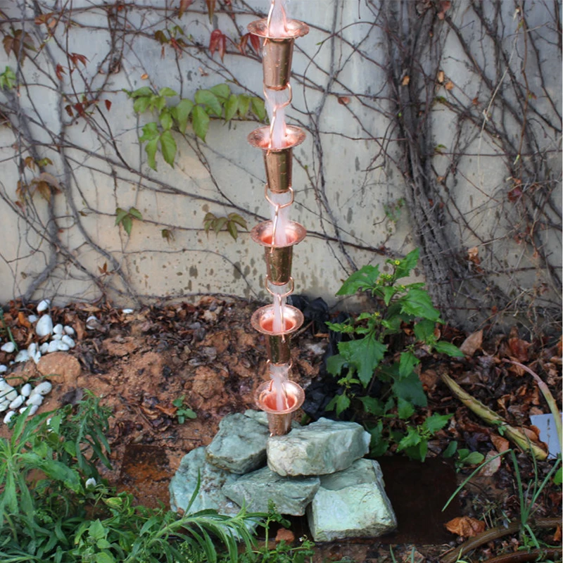 Red copper Morning Glory Falling Water Rain Chain Building Water Diversion Backflow Copper Chain