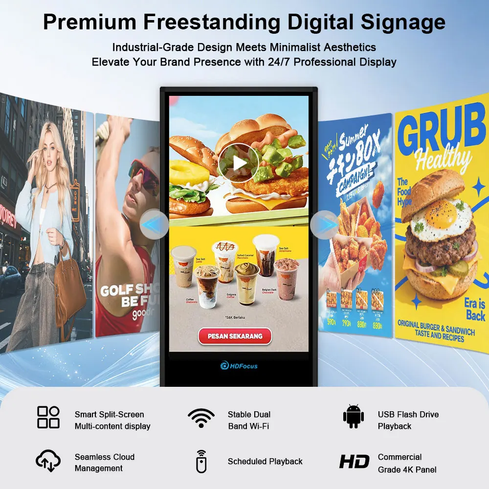 32 43 49 55 65 Inch Android 4K LCD Touch Screen Retail Digital Signage Display Advertising Kiosk Vertical Floor Standing Kiosks