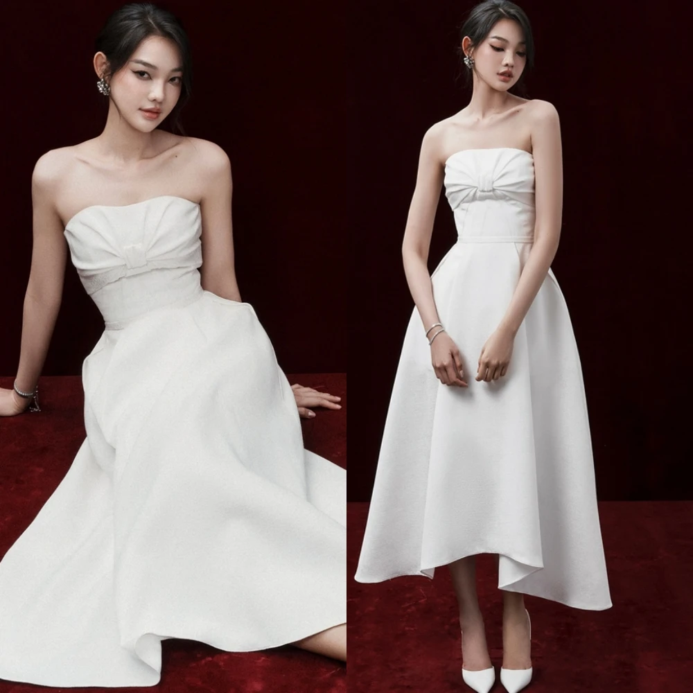 Customized Elegant Jersey Strapless Evening Dress Exquisite A-Line Prom Dresses High Quality Special Occasion Gowns