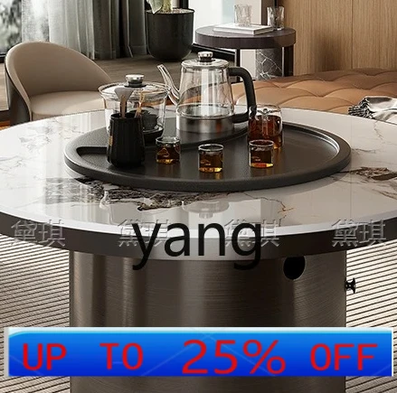 

LH balcony small tea table living room household small round rock slab tea table kettle integrated