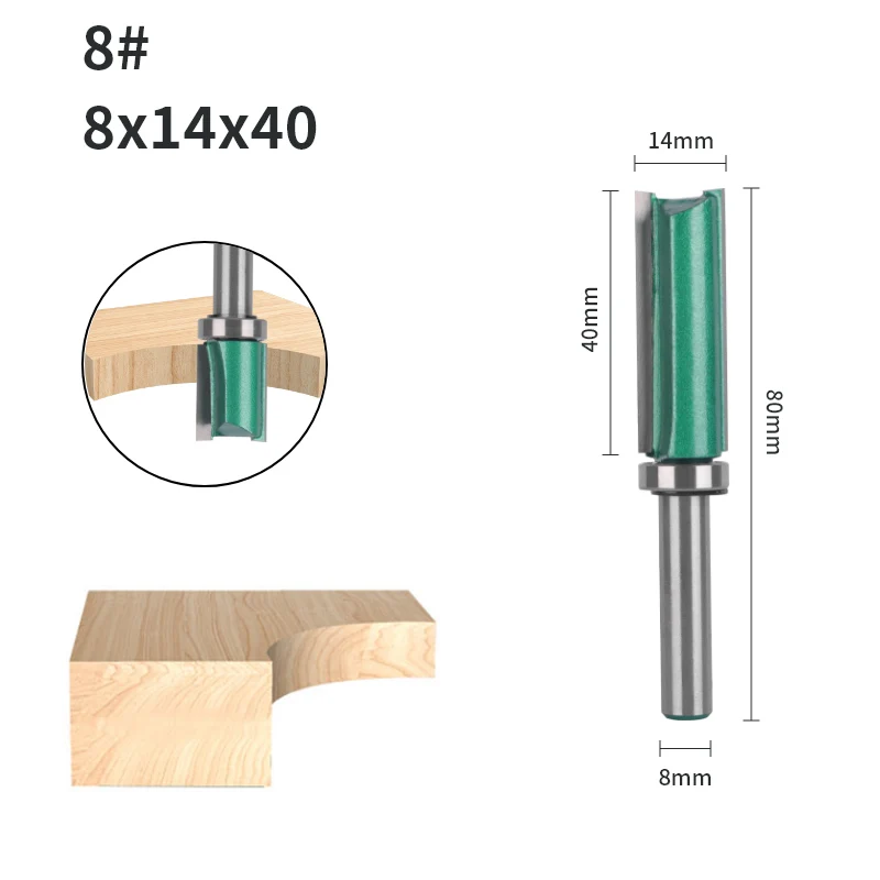 8MM Schacht Cove 12MM 14MM Groen Patroon Bit Router Bit Face Mill Carbide Cutter Houtbewerking Freesgereedschap voor Hout Bit End Mill