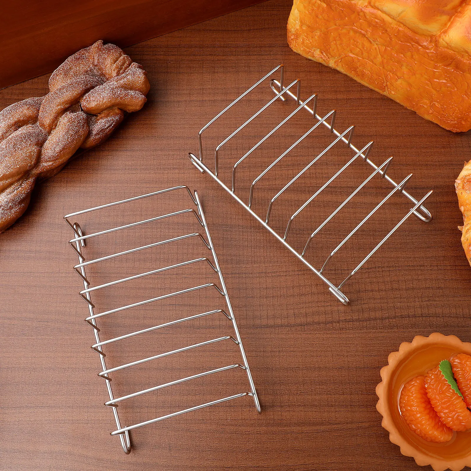 2Pcs Cooking Rack Stainless Steel Bread Holder Air Fryer Oven Microwave Stand Kitchen Accessory Air Fryer Rack