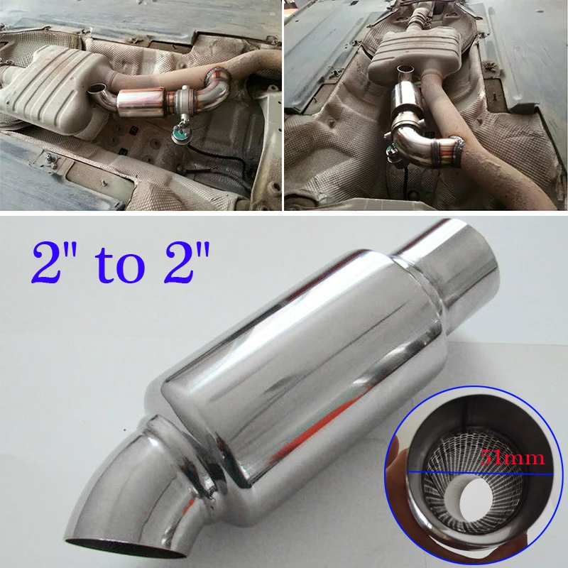 Stainless Steel Car Exhaust Downpipe Branch Sound Tuning Muffler Pipe 51mm Exhaust Muffler Auto Replacement Parts 