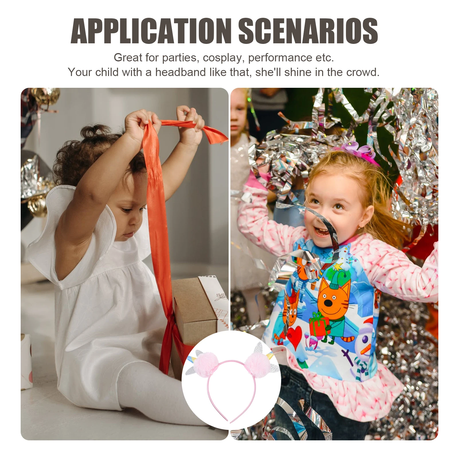 

2Pcs Unicorn Hair Hoops Creative Fabric Headbands for Girls Kids Party Festival Performance Accessory Unicorn Hair Hoops