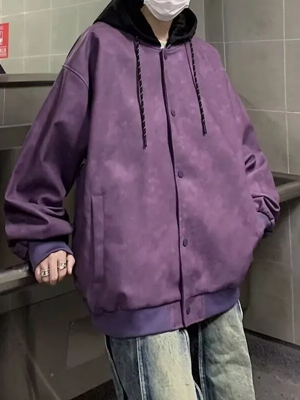 

Японский джинт из двух предметов, мужской осенний молодежный свободный бейсбольный жилет с капюшоном, кожаный джет большого размера для мальчиков