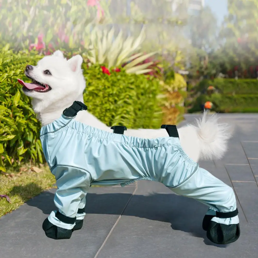 Dog Boots Leggings Waterproof Suspender Booties Anti-Slip Dog Paw Protector Dirty-Proof Dog Rain Pant Shoes for Outdoor Walking