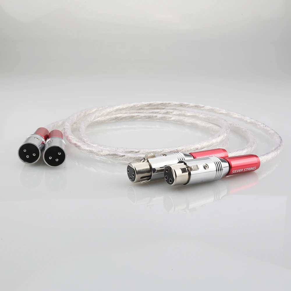 Kabel Video Audio perak 6N, sepasang kabel XLR 1.5M tanda tangan XLR colokan wanita merah kabel Audio Digital AES/EBU