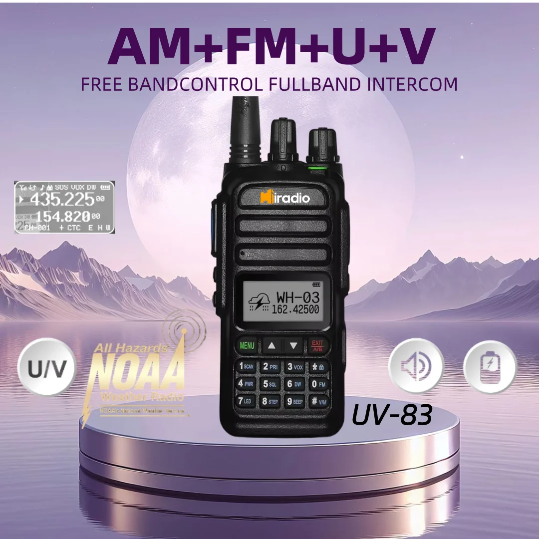 Iradio UV-83 Air Band 3500Mah Battery UHF400-520MHz VHF136-174MHz Camping Walkie Talkies De Largo Alcance Vox Ham Two-way Radio