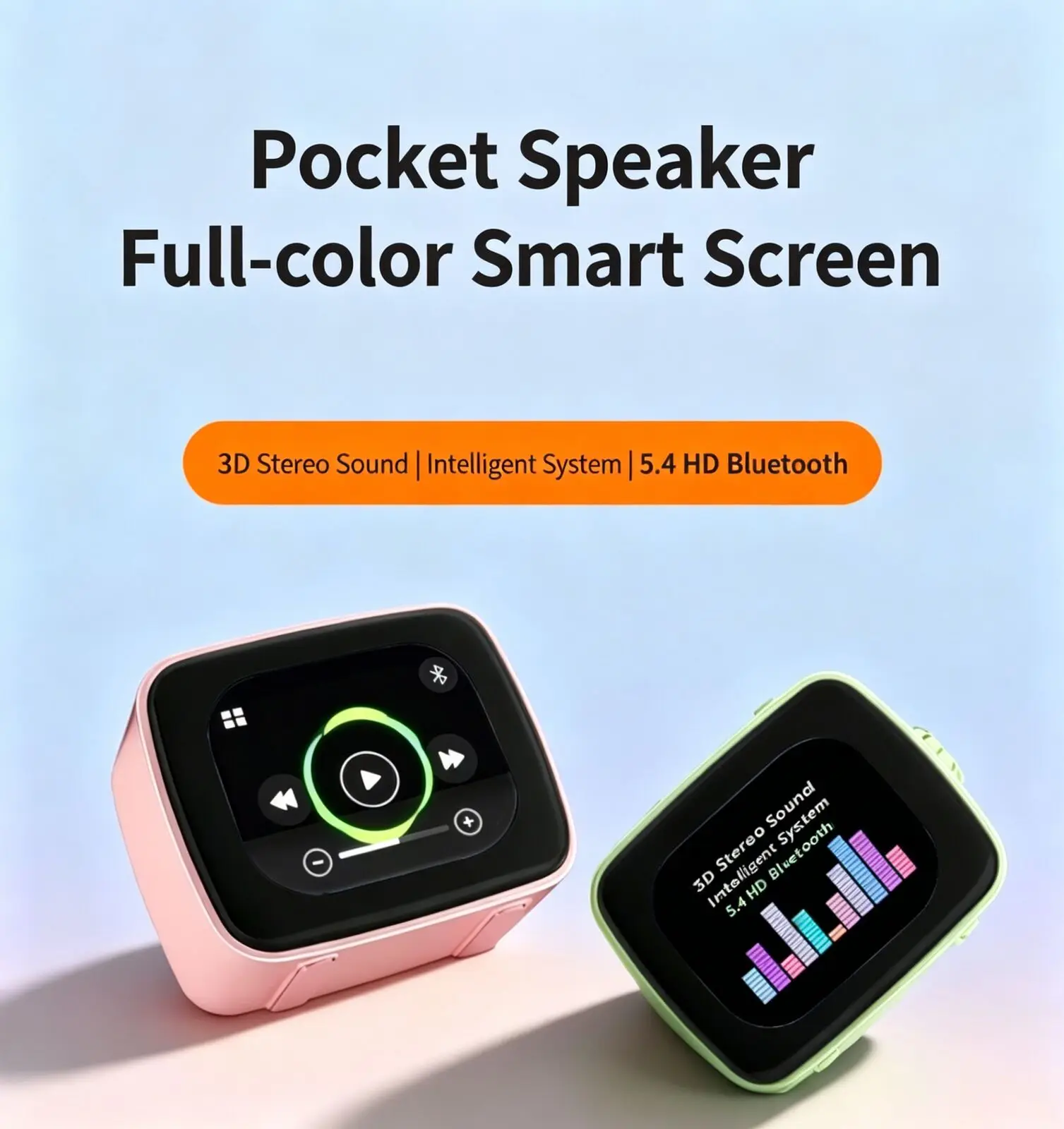 

Mini Smart Bluetooth Speaker 2.01" Touch Screen TV Design Surround Sound Box Alarm Clock Wireless Music Player TF Card Calendar