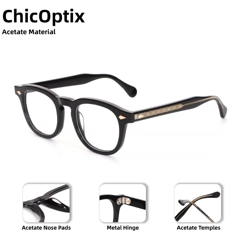 Fashion Retro Classic Men's Optical Glasses Johnny Depp Luxury Women's Acetate Frame Decorated Glasses With Clear Lenses