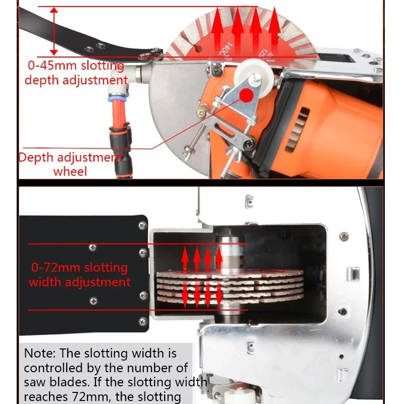 Electric Wall Chaser Groove Cutting Machine Steel Concrete Slotting Machine 5200W 10500rpm  220V Circular Saw Cutter Power Tool