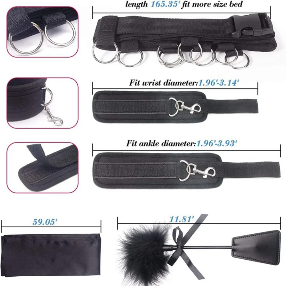 Bdsm Set giocattolo manette del sesso per coppia Kit per adulti Bdsm manette sessuali benda Strapon letto Bondage Erotics schiavo sadomasochismo