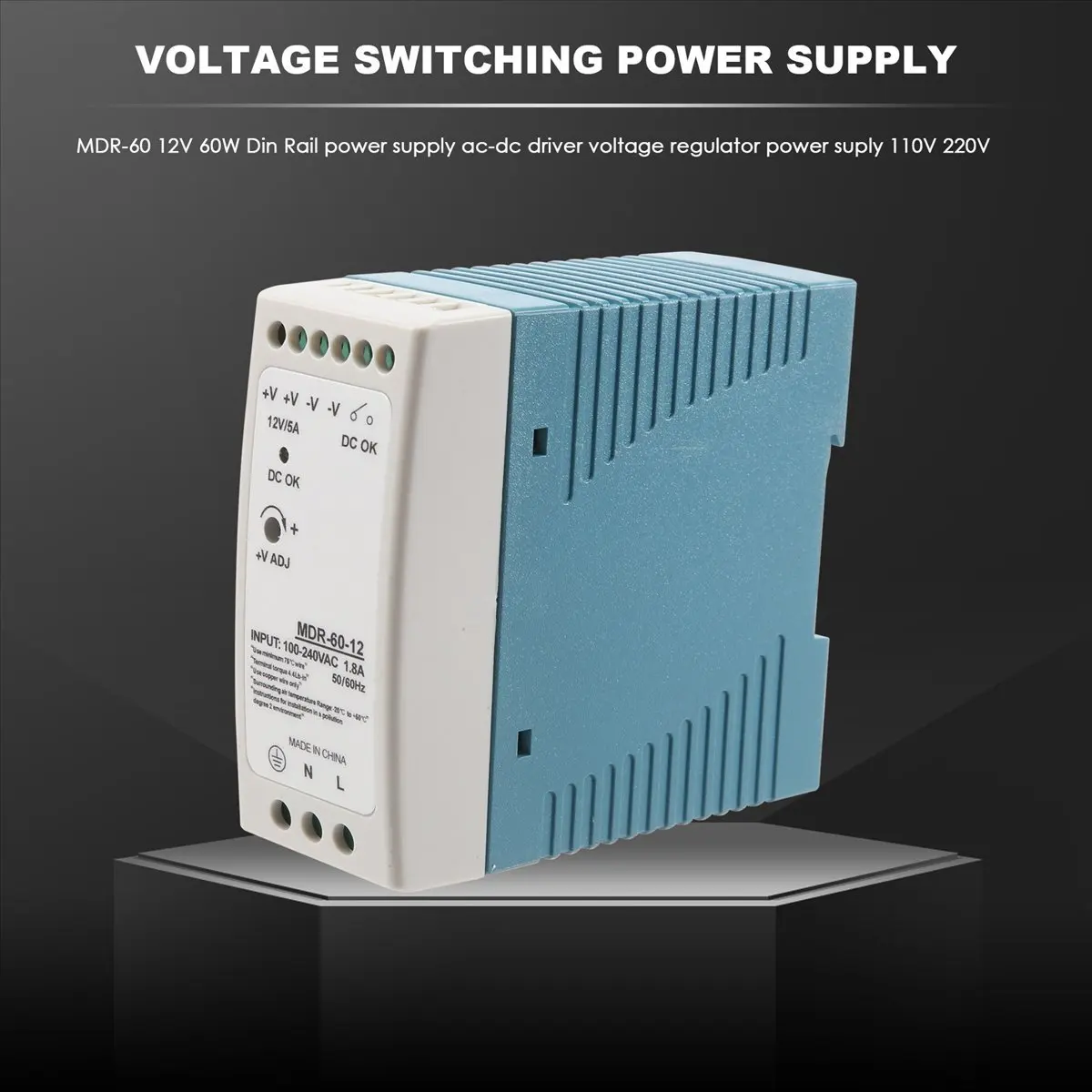 #51O (Blue & white)MDR-60 12V 60W Din Rail power supply ac-dc driver voltage regulator,Industrial & Scientific