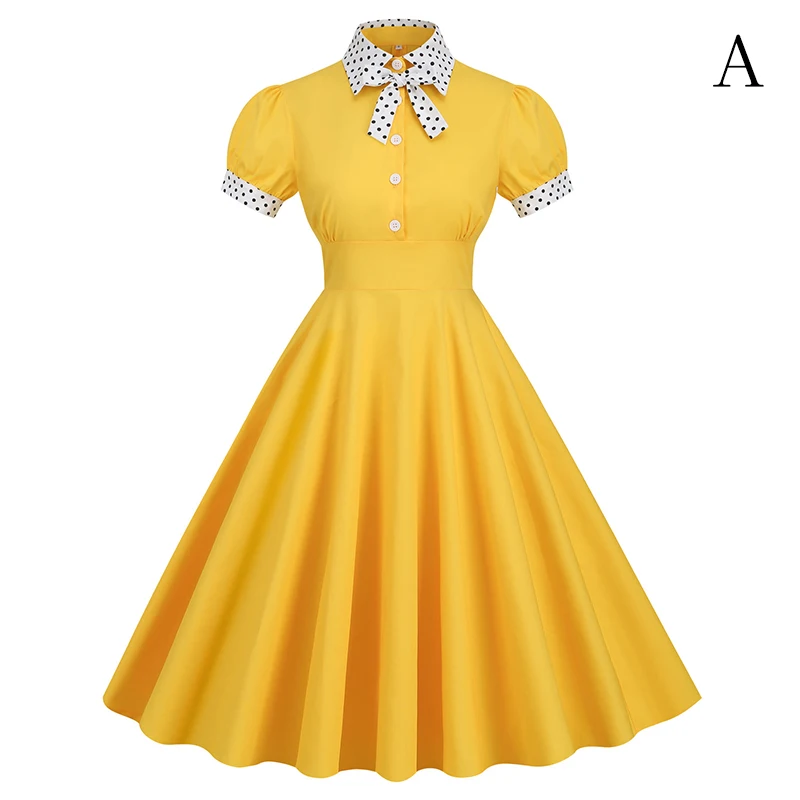 Sommer Vintage 50er 60er Polka Dot Kleid Retro Party Rockabilly Kleid Frauen Hausfrau Prom Hochzeit Party Vintage Swing Robe