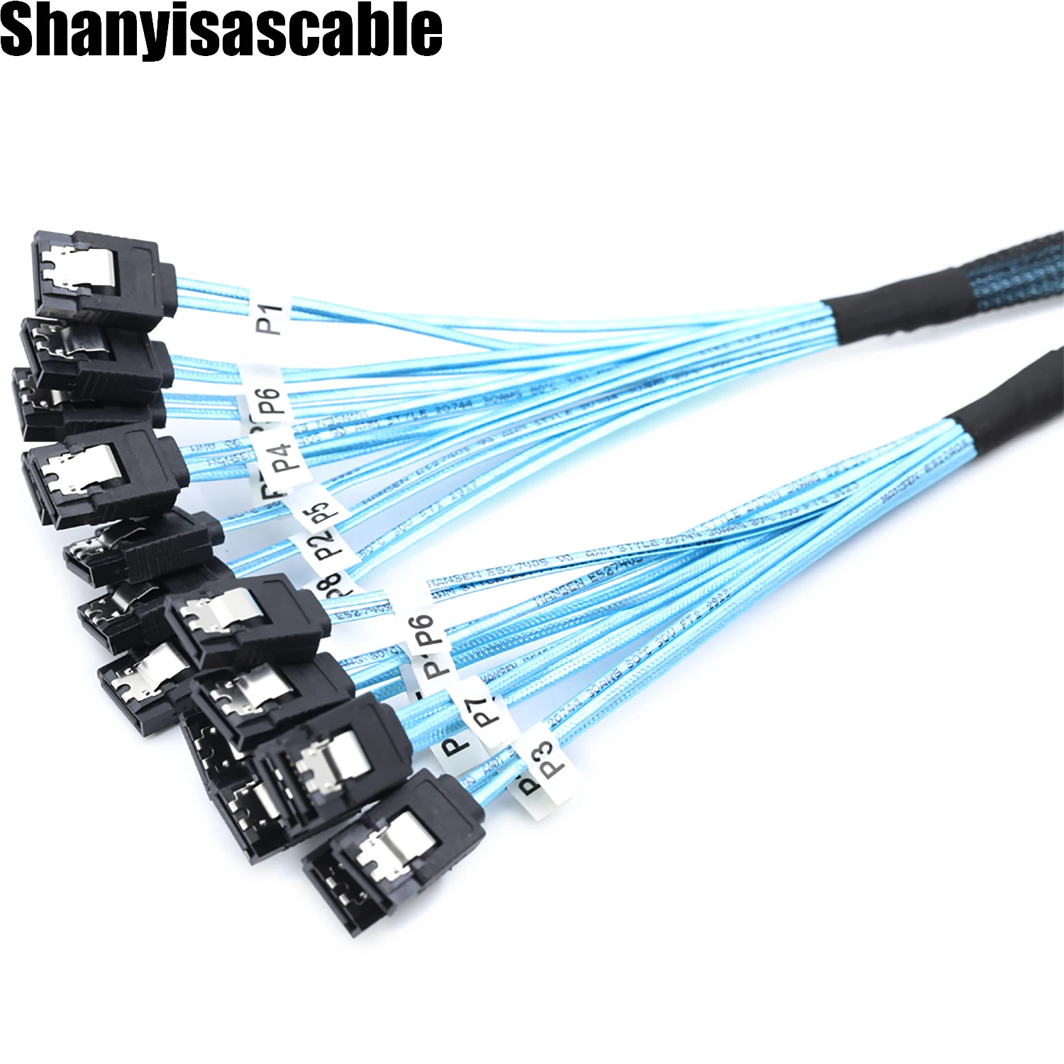 1.0M 8Pcs/Set-12Gbps to 8Sata HDD-SSD Data-Cable SAS Cable Replacement for Bitcoin Computer-Server CD DVD Drives