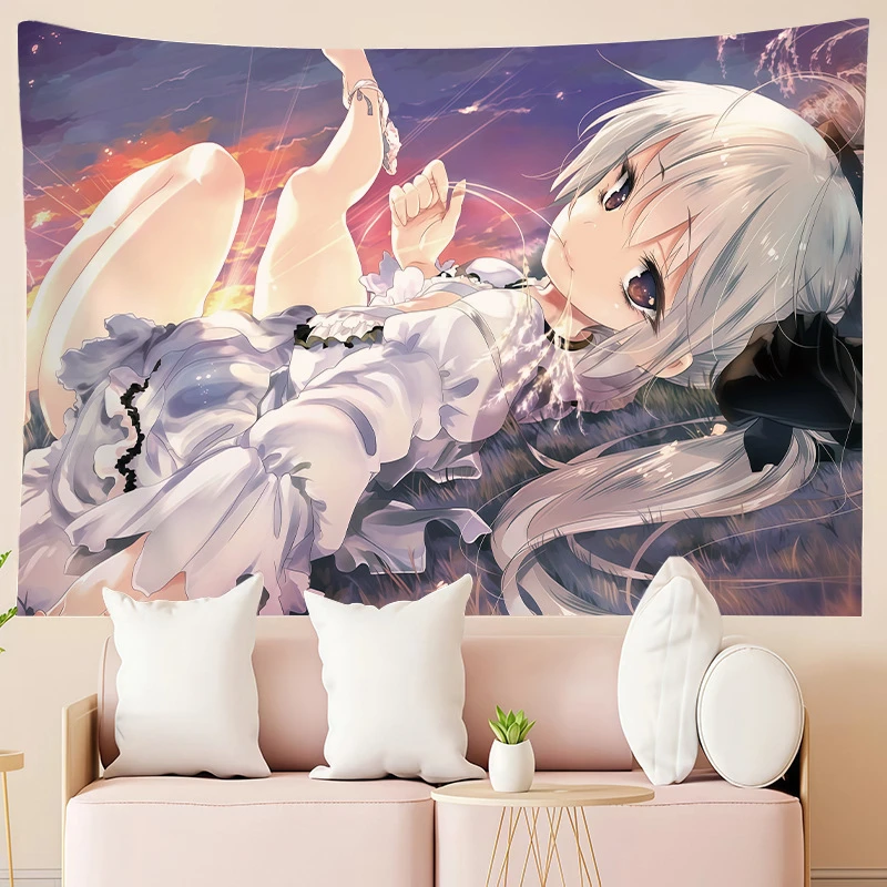 VIKAMA Silver Hair Girl Black Skirt Tapestry Wall Hanging, 6 Designs, Wall Decor for Bedroom Living Room Dorm