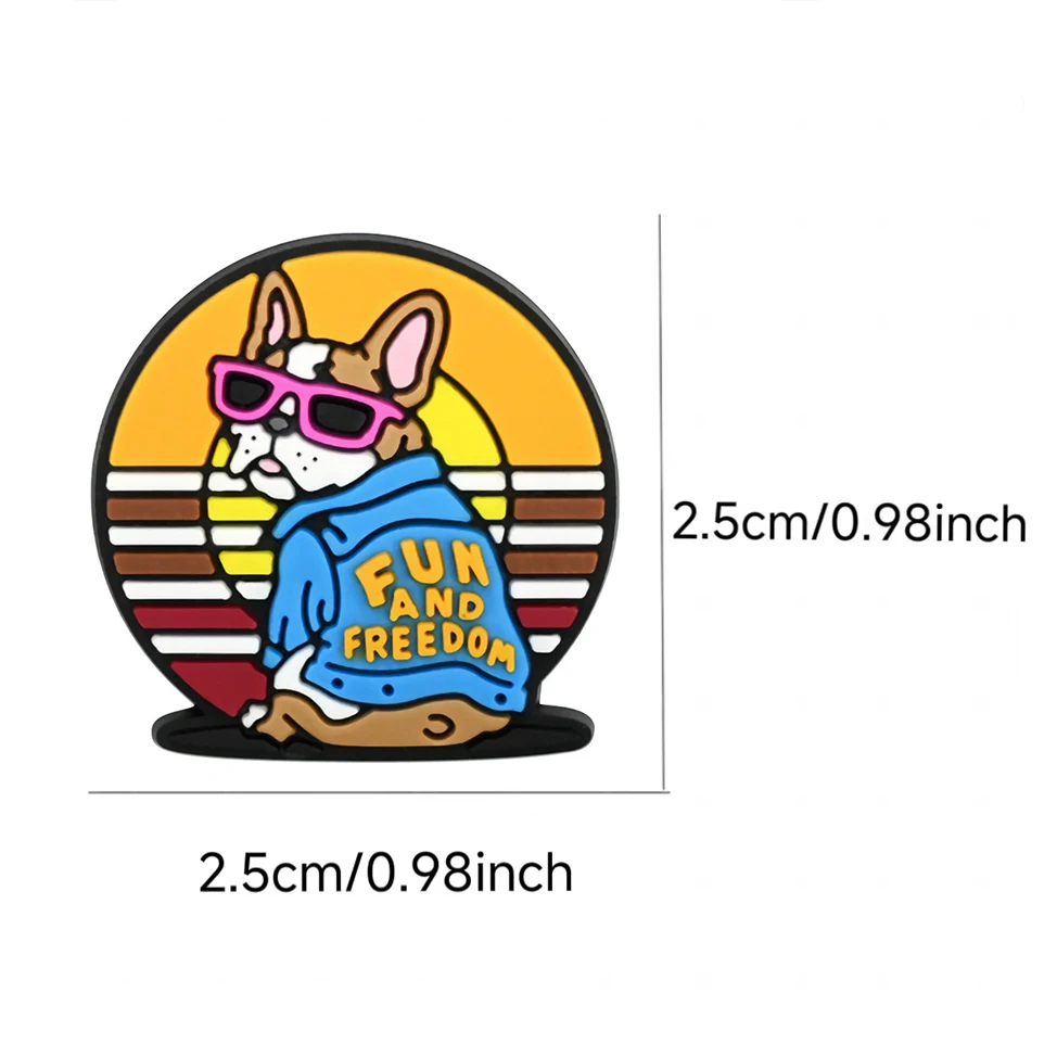 1-14Pcs Cute Cartoon Animal Dog DIY Shoe Charms PVC Shoe Charms Fit Wristbands Hole Slipper Decoration Shoe Accessories For Gift