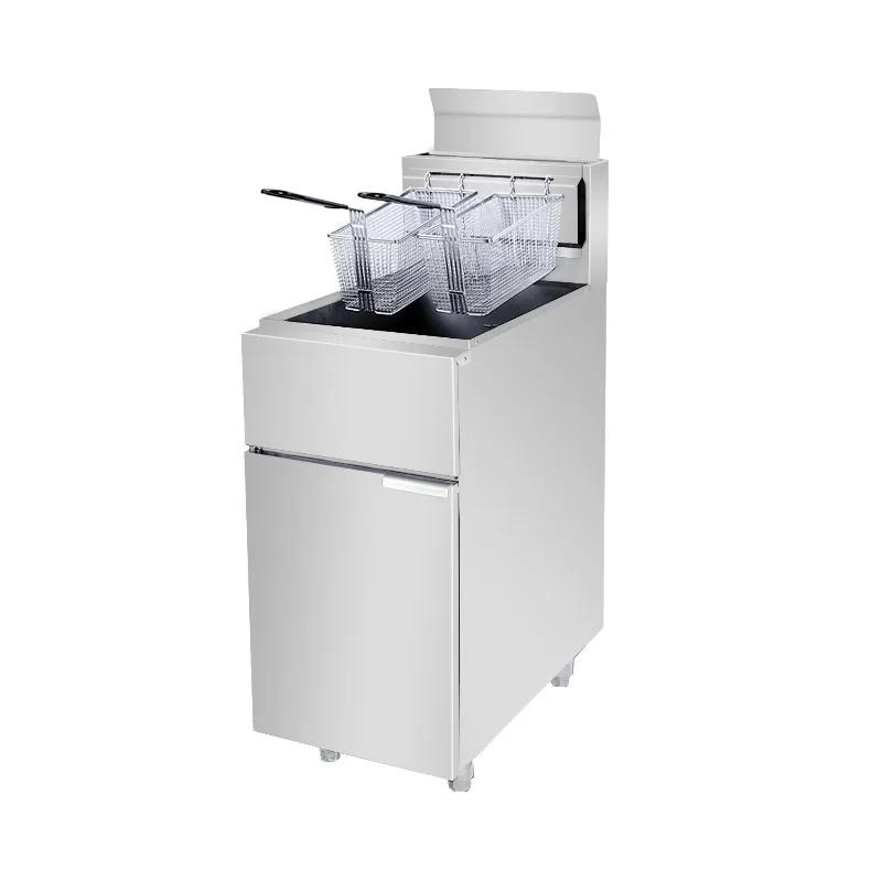 Vertical gas fryer single double cylinder double screen stainless steel natural gas fryer