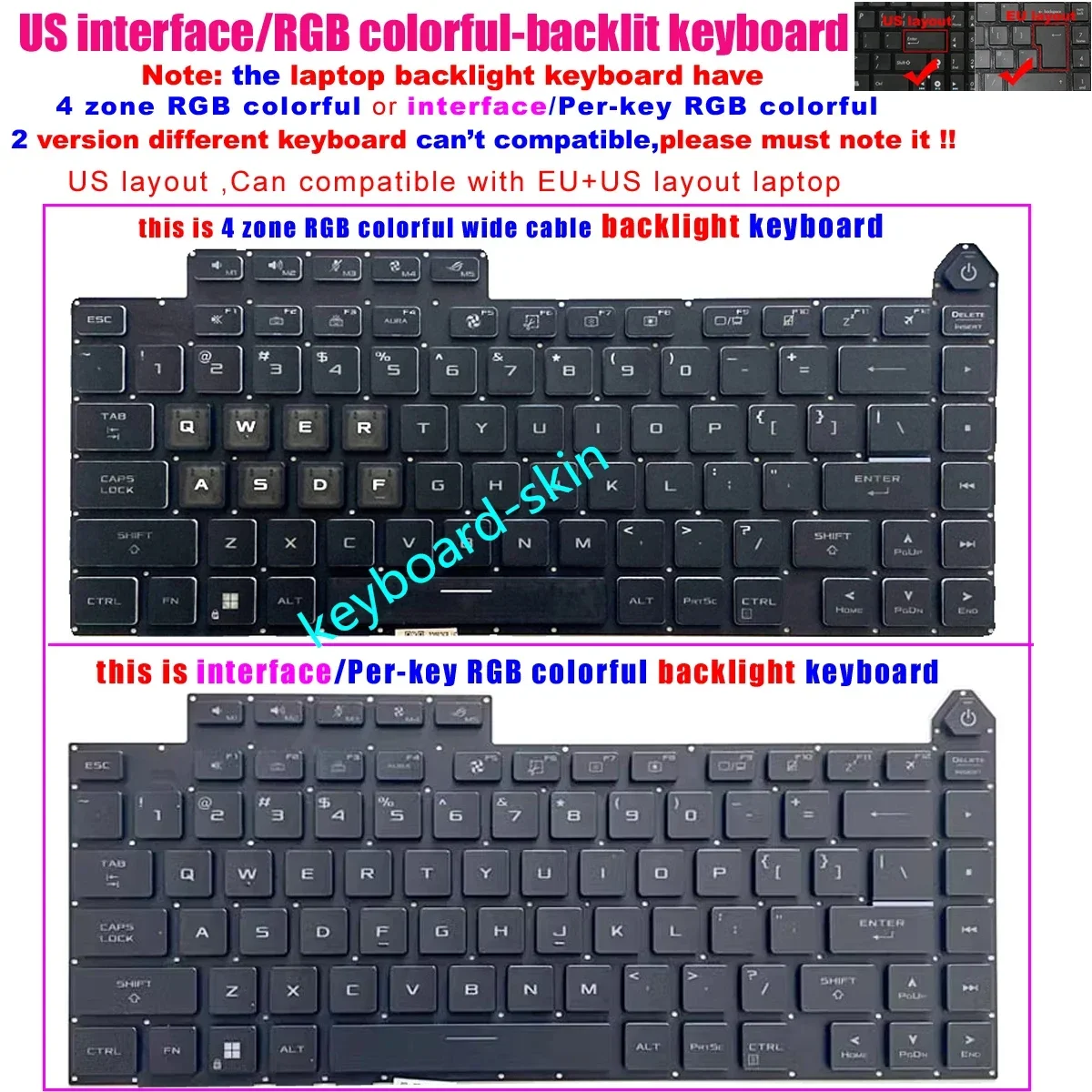 New RGB / interface US Backlit Keyboard For ASUS ROG G16 G614 G614J G614JV G614JVR G614JZR G634 G634J G634JZR G634JY G634JYR
