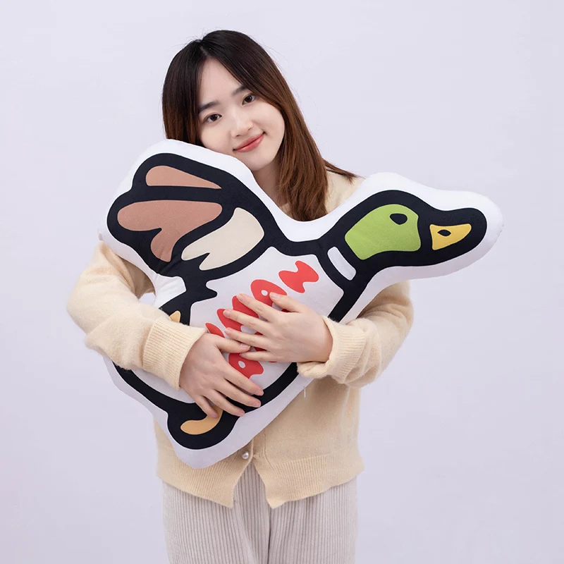Cute Human Made Cartoon Bat Hamburger Duck Pillow Stuffed Animals Food Throw Pillow Cushion Home Decoration Kids Toys