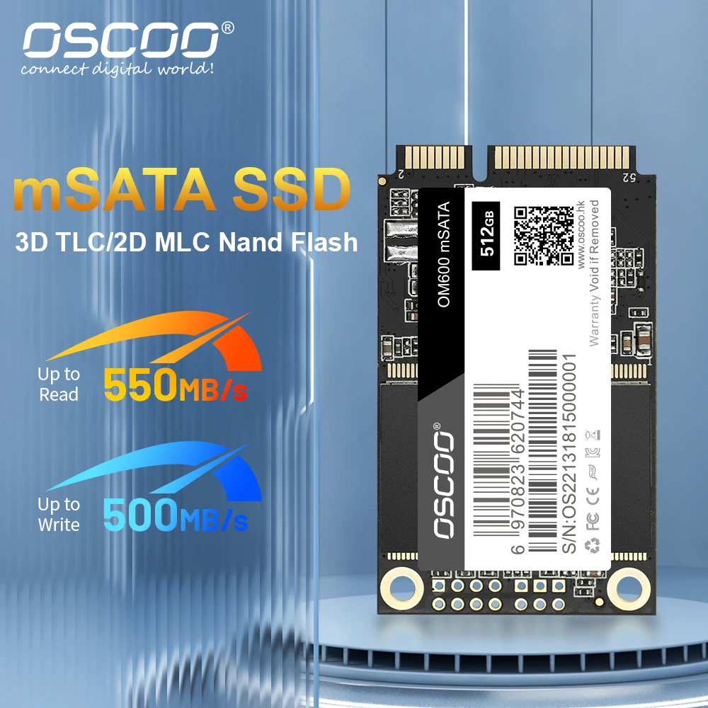 OSCOO mSATA SSD SATA3 16GB 32GB 64GB 128GB 256GB 512GB 1TB HD Solid State Drive Disk for Laptops Notebook 3D NAND SSD Drive