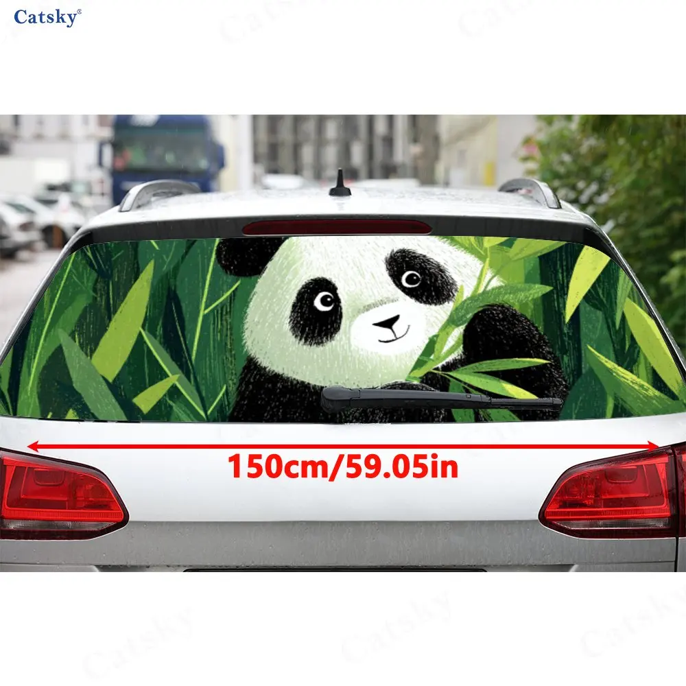 Dreamy Panda in a Bamboo Realm PVC Perforated Car Vinyl Wraps, Durable Car Rear Windshield Sticker, Waterproof Car Rear Window D