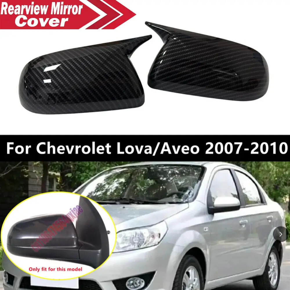 For Chevrolet Lova Aveo 2007 2008-2010 ABS Car Rearview Side Mirror Cover Wing Cap Exterior Door Housing Trim Adhesive Sticker